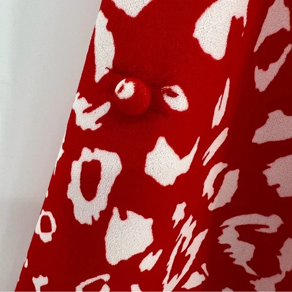 Andree By Unit Blazer Womens Small Red Cheetah Print Long Sleeve w/Roll Up Tabs - Picture 6 of 12